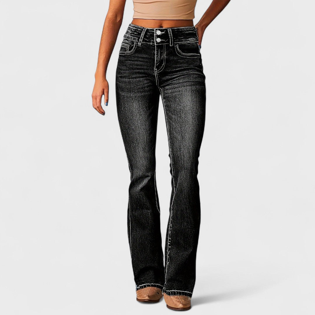 Marylène - Jeans a vita alta a gamba larga alla moda