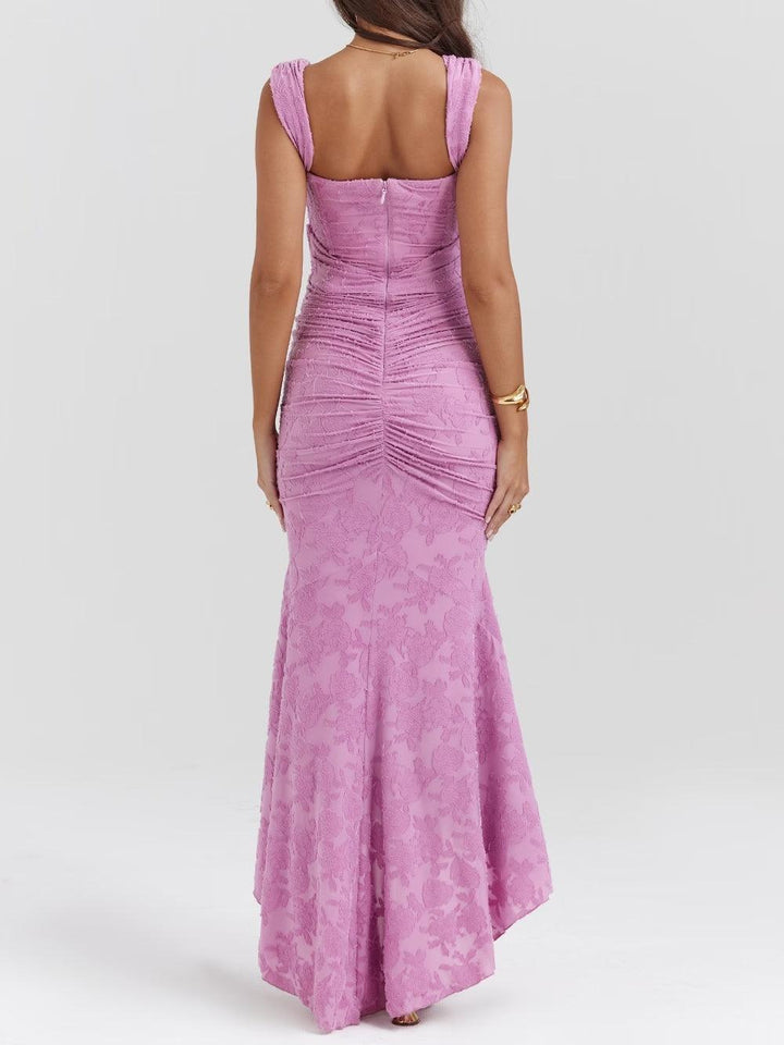 Giulia | Abito maxi floreale blu campanula