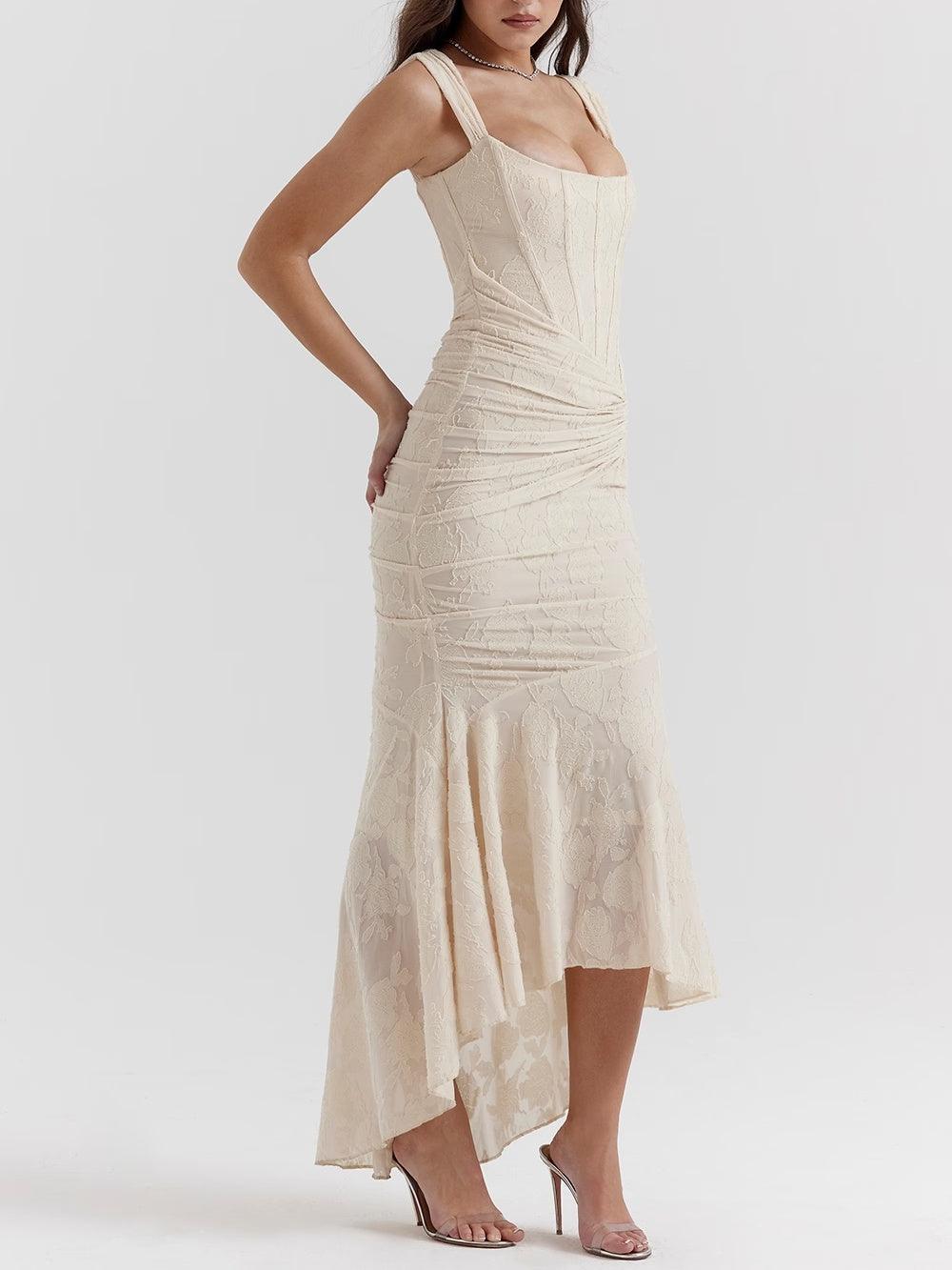 Giulia | Abito maxi floreale blu campanula