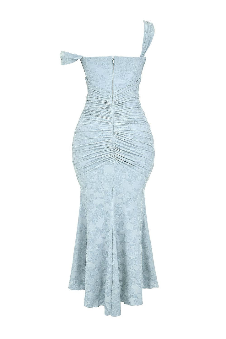 Giulia | Abito maxi floreale blu campanula