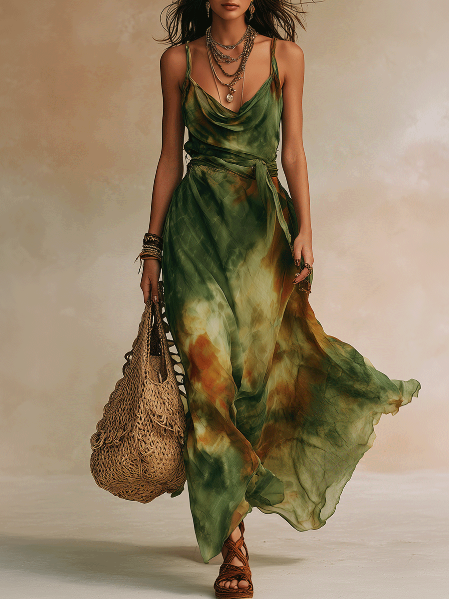 ELIRA | Maxi Abito Verde Astratto