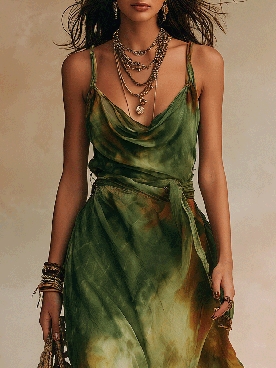 ELIRA | Maxi Abito Verde Astratto