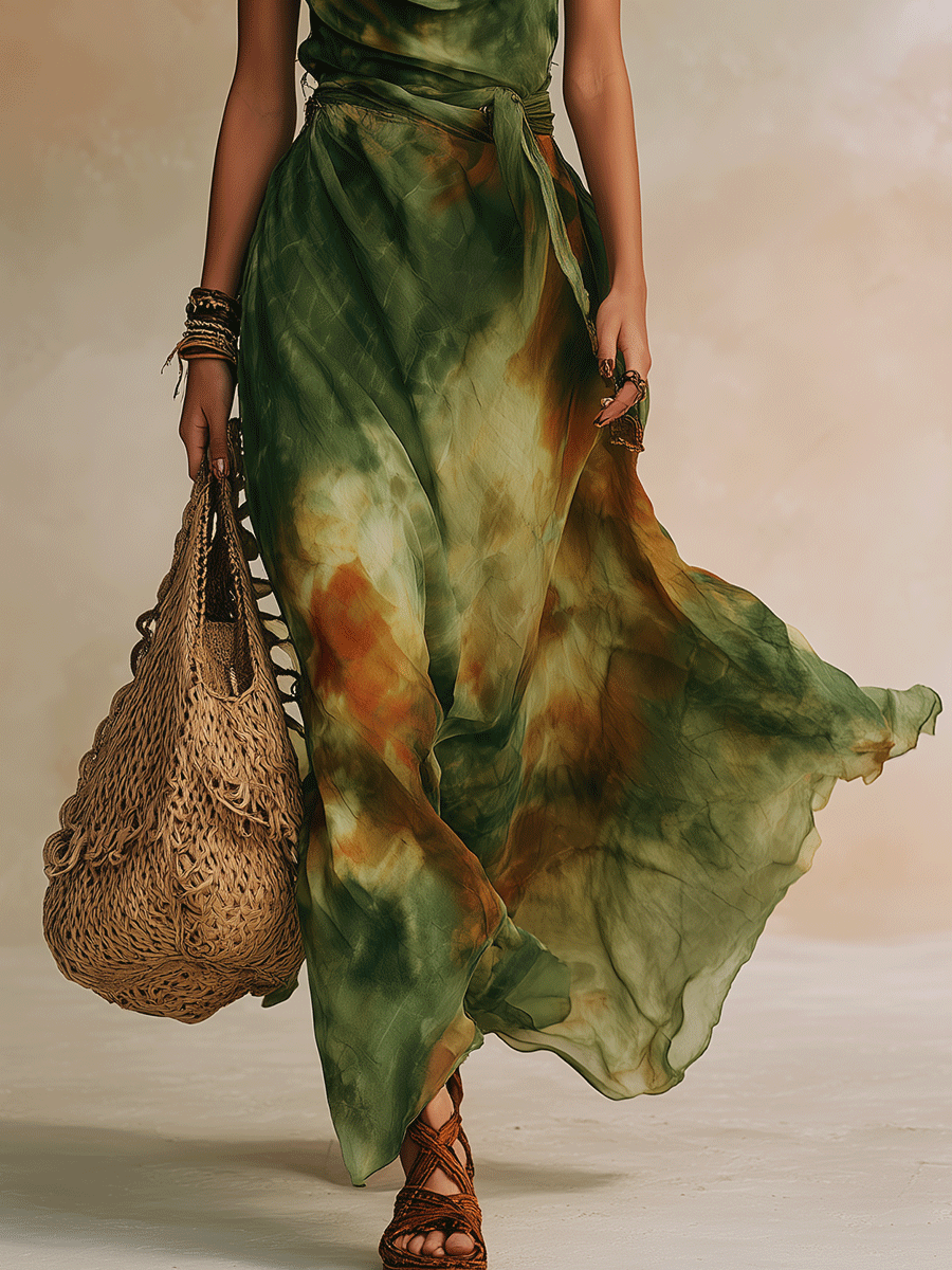 ELIRA | Maxi Abito Verde Astratto