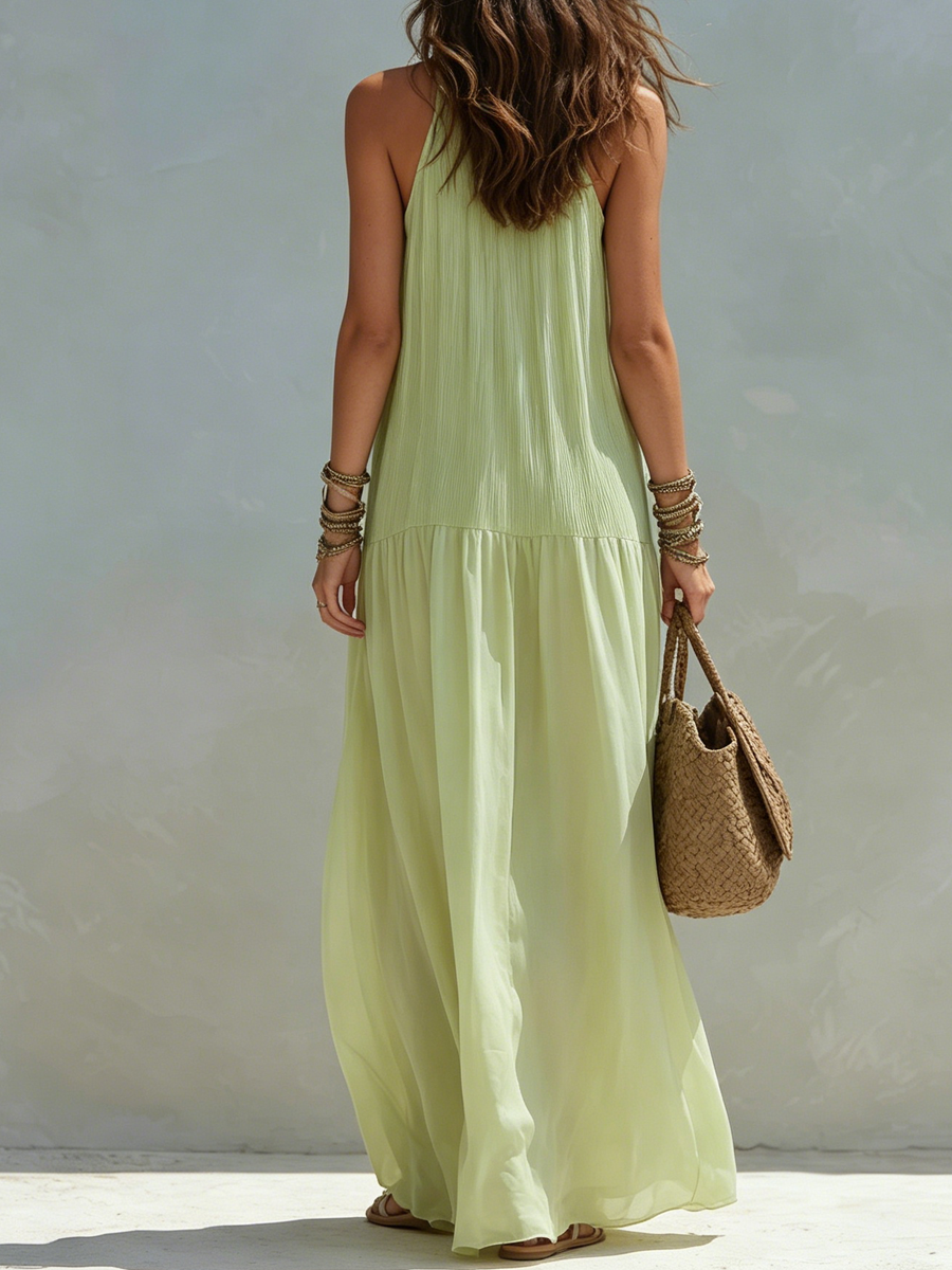 LIVIA | Maxi Abito Boho Verde Pistacchio