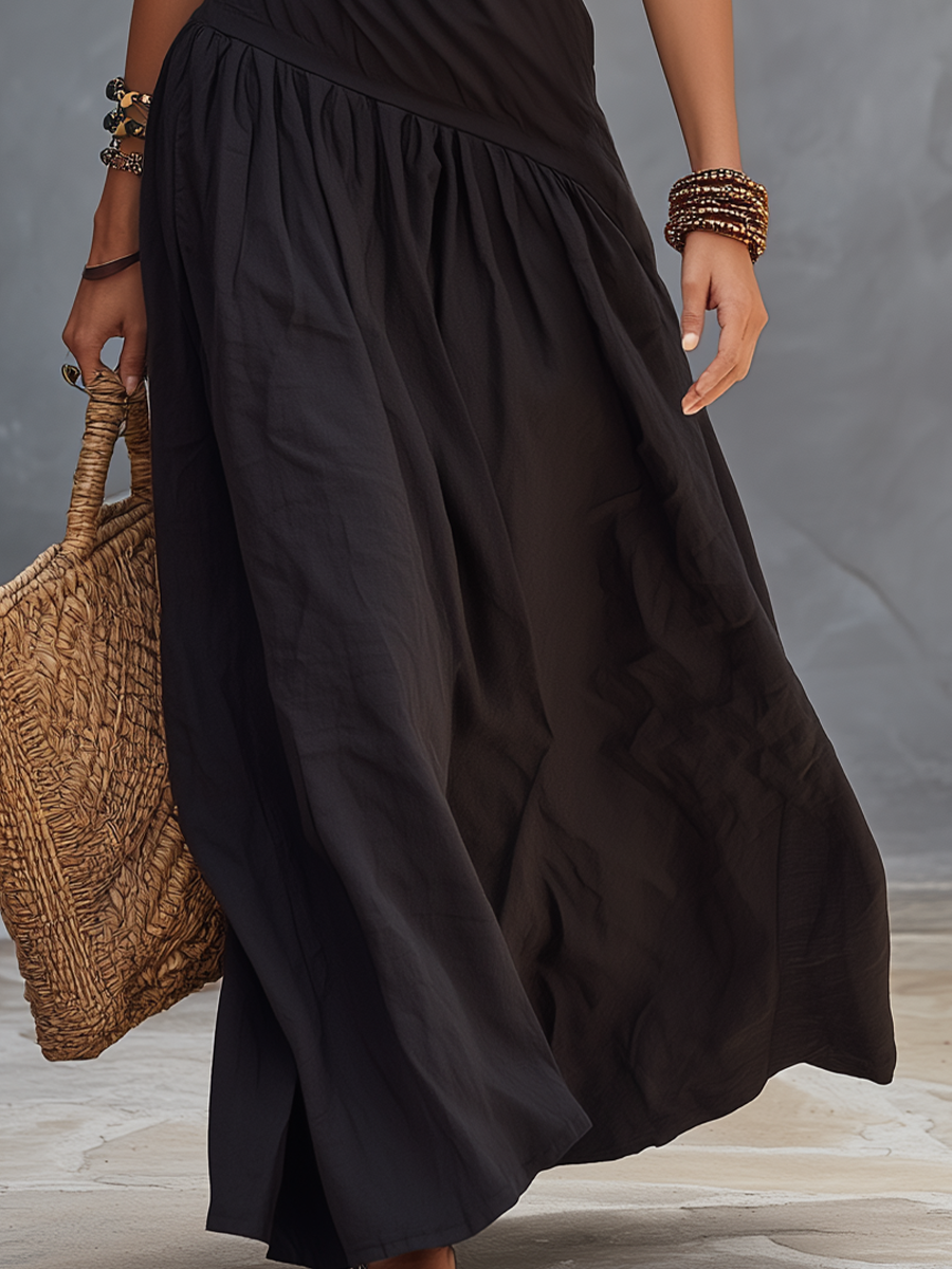 SELENA | Maxi Abito Monospalla Nero