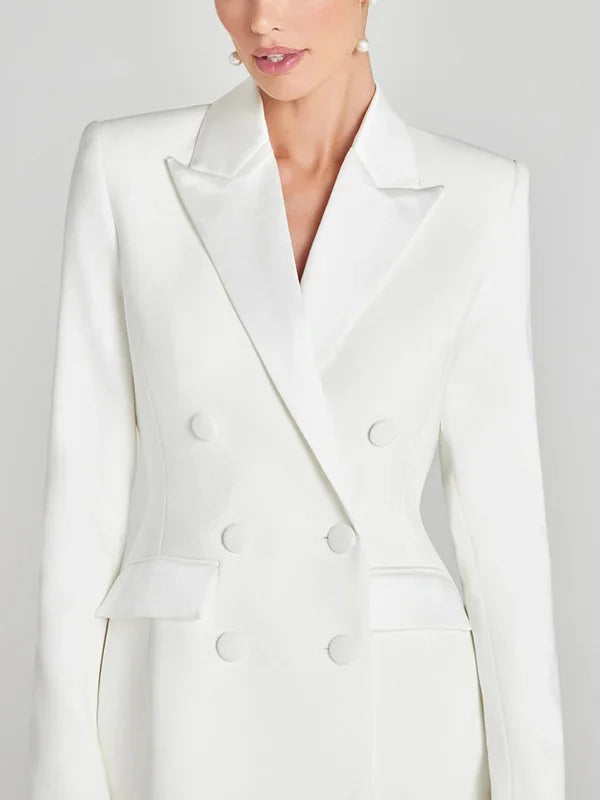 Sofia | Blazer Bianco Doppiopetto in Raso