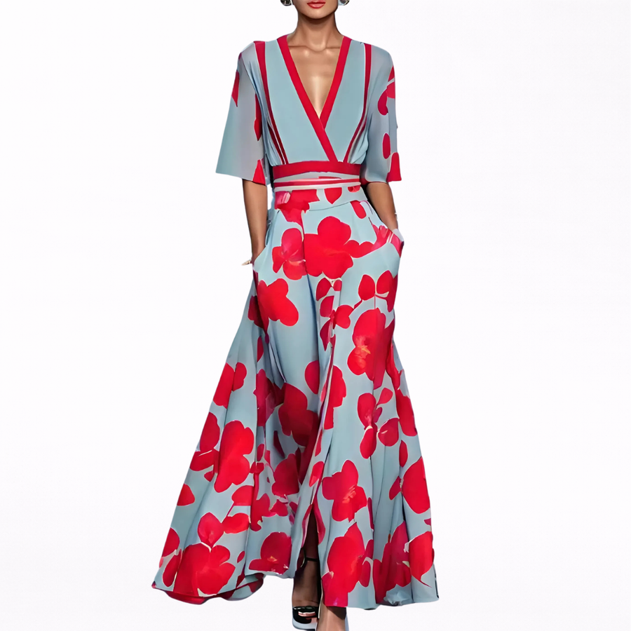Valentina | Abito Maxi Elegante con Scollo Profondo