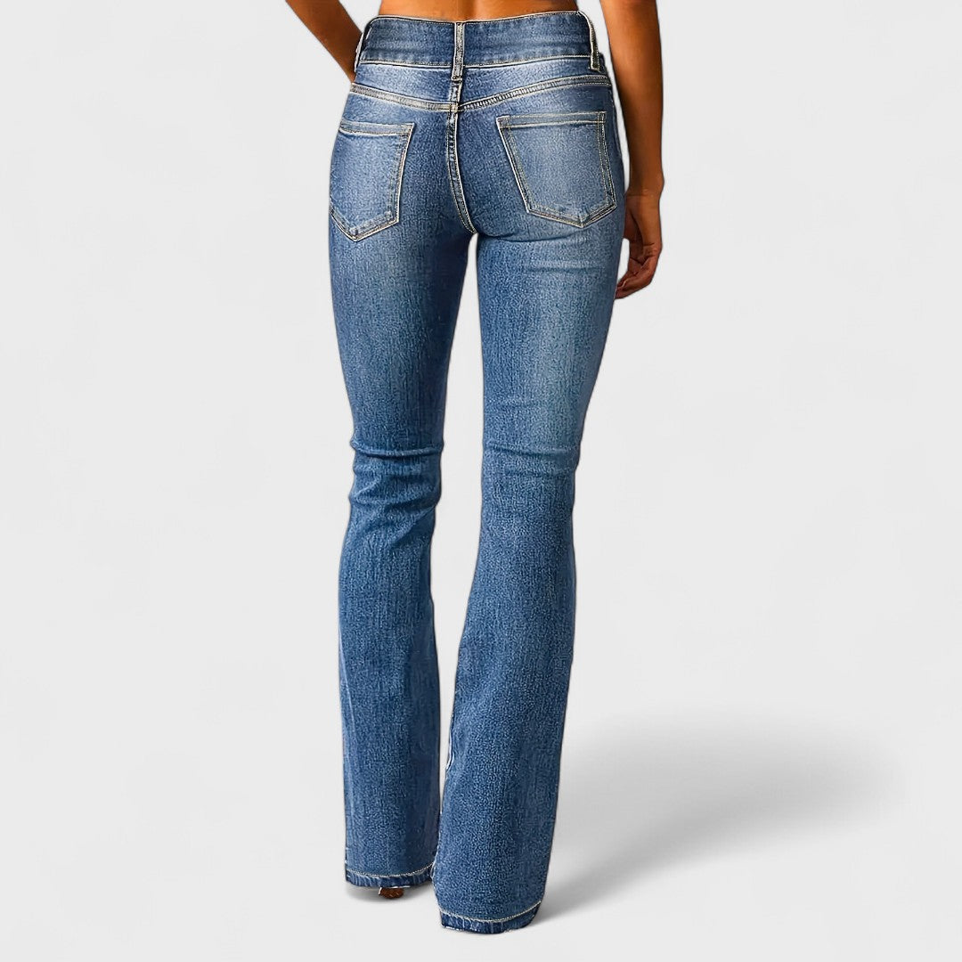 Marylène - Jeans a vita alta a gamba larga alla moda