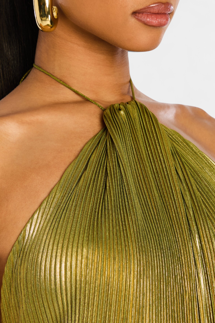 Emma | Vestito Halter Aperto sulla Schiena Metallico