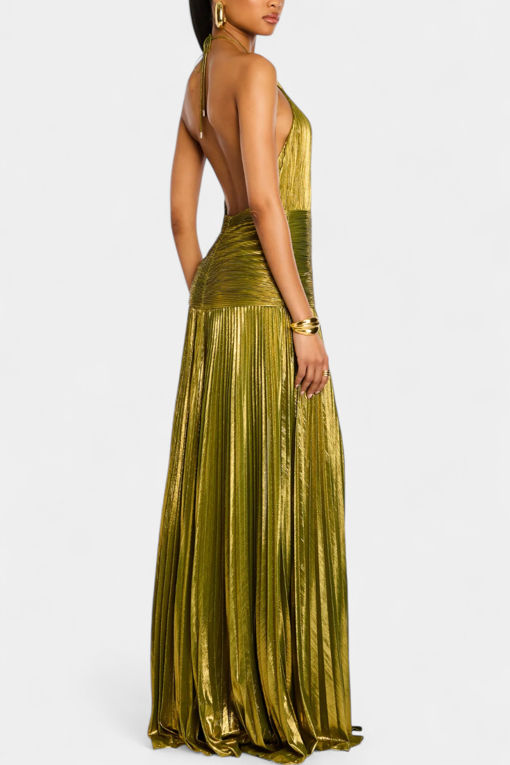 Emma | Vestito Halter Aperto sulla Schiena Metallico