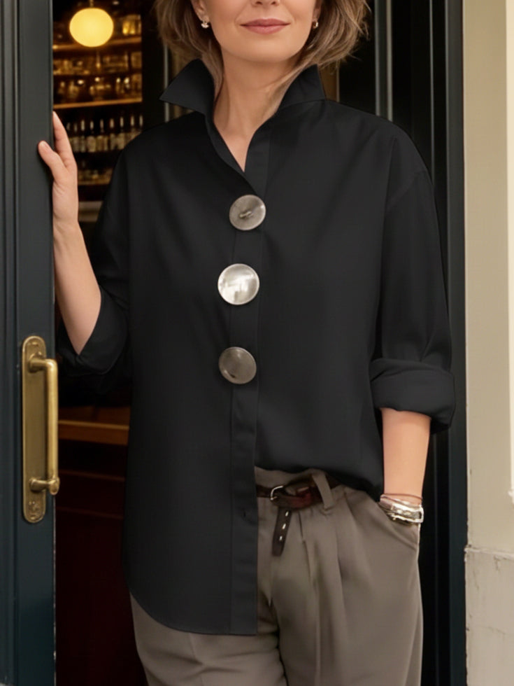 Blusa con Collo Alto e Bottoni D'impatto