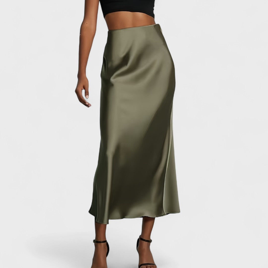 Sasha - Gonna Midi in Raso a Vita Alta da Donna