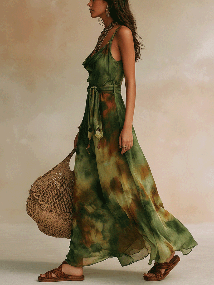 ELIRA | Maxi Abito Verde Astratto