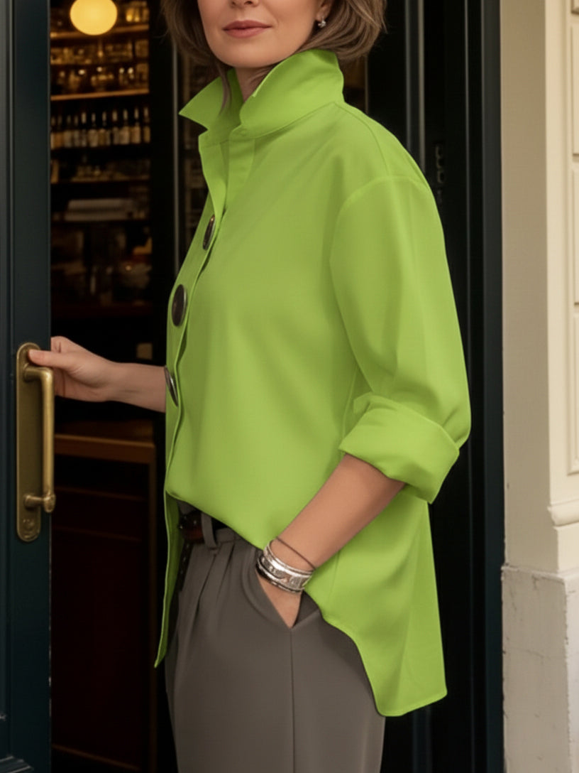 Blusa con Collo Alto e Bottoni D'impatto