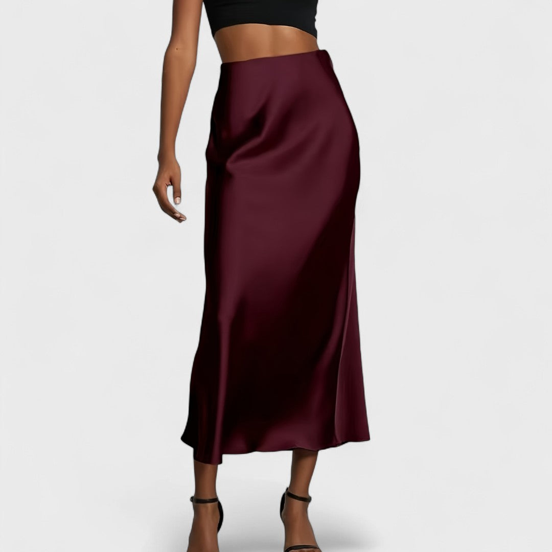 Sasha - Gonna Midi in Raso a Vita Alta da Donna