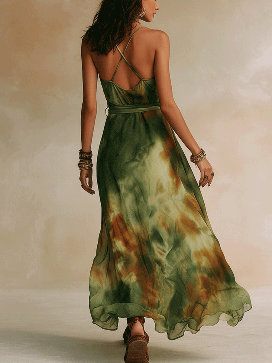 ELIRA | Maxi Abito Verde Astratto