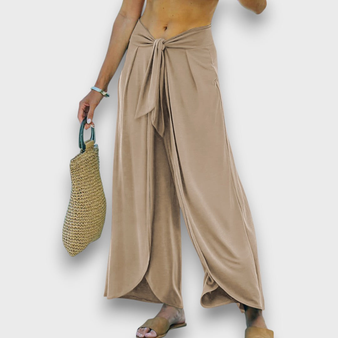 Narella – Pantaloni estivi con effetto incrociato e cintura da annodare