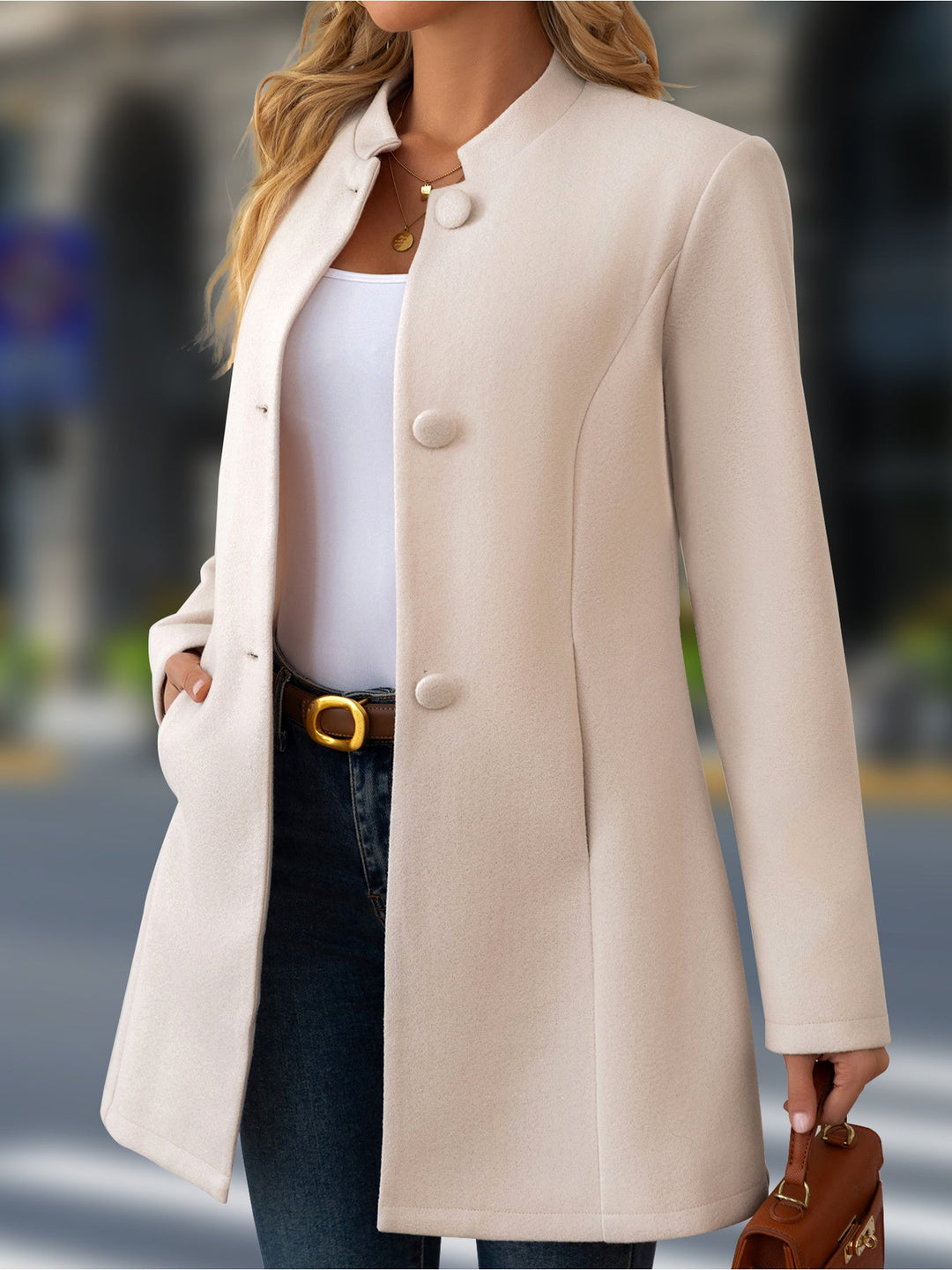 Elena | Cappotto Elegante a Collo Alto