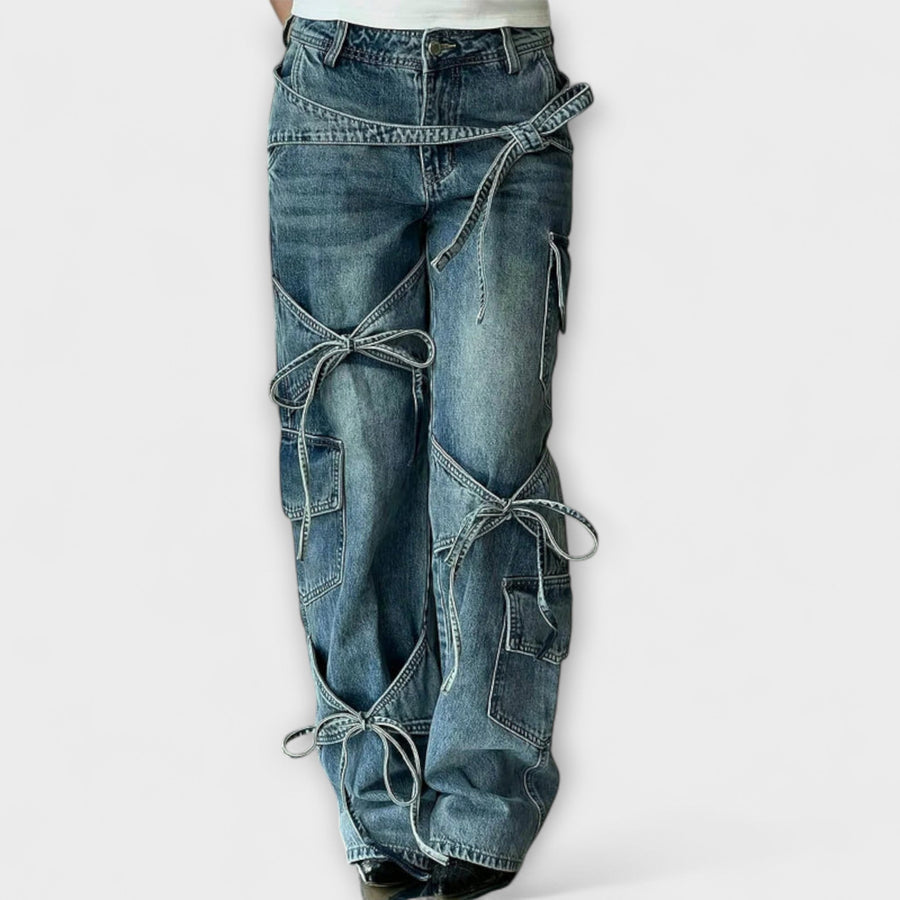 Paloma - Jeans in Denim Utility con Dettaglio a Nodo
