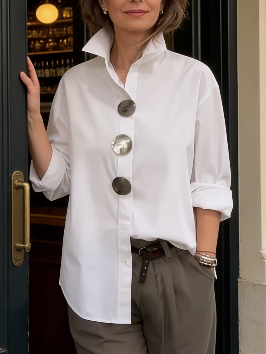 Blusa con Collo Alto e Bottoni D'impatto