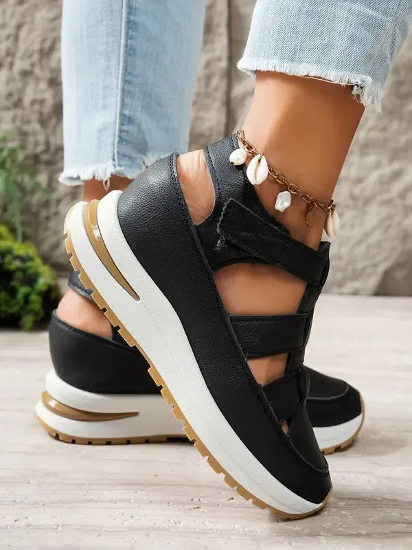 Sandali con zeppa confortevoli con chiusura in velcro per donne