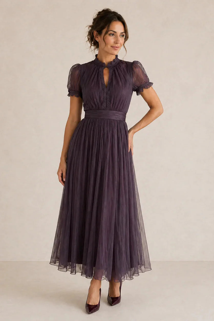 FLAVIA | Lungo viola con pizzo