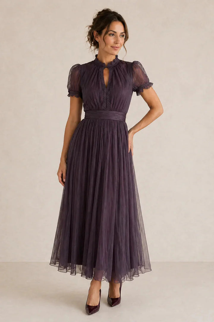 FLAVIA | Lungo viola con pizzo