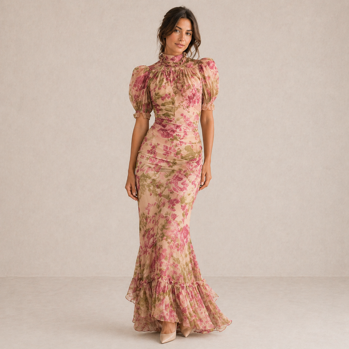 SAE | Maxi Abito Rose Sbuffo