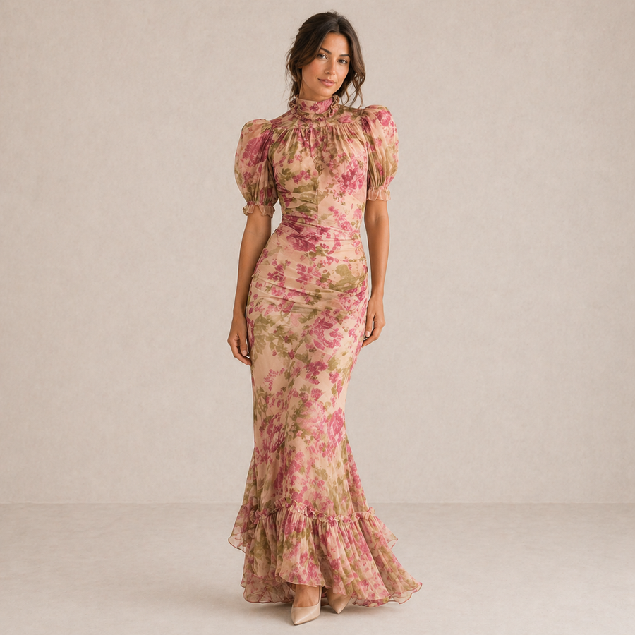 SAE | Maxi Abito Rose Sbuffo