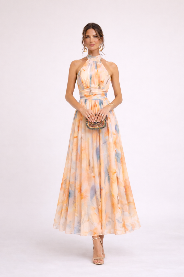 CAMILLE - Abito Halter Acquerello