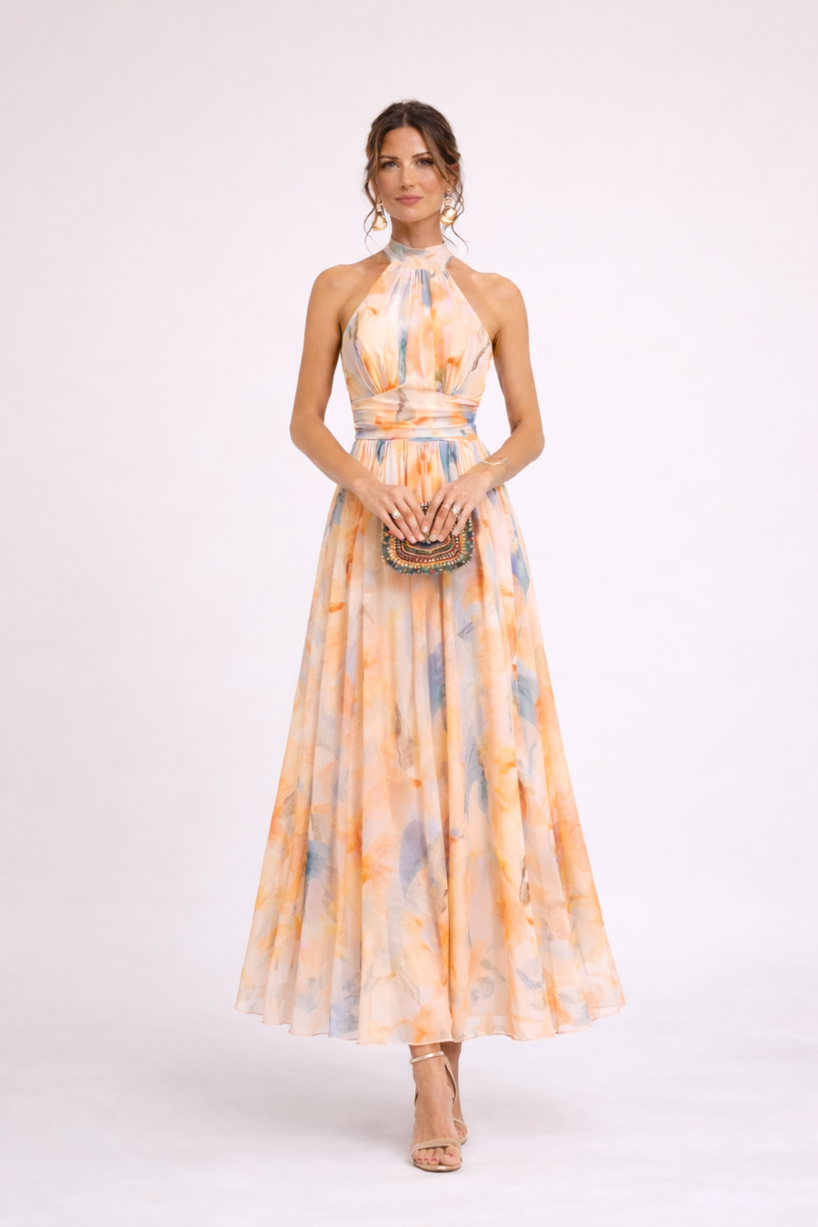 CAMILLE - Abito Halter Acquerello