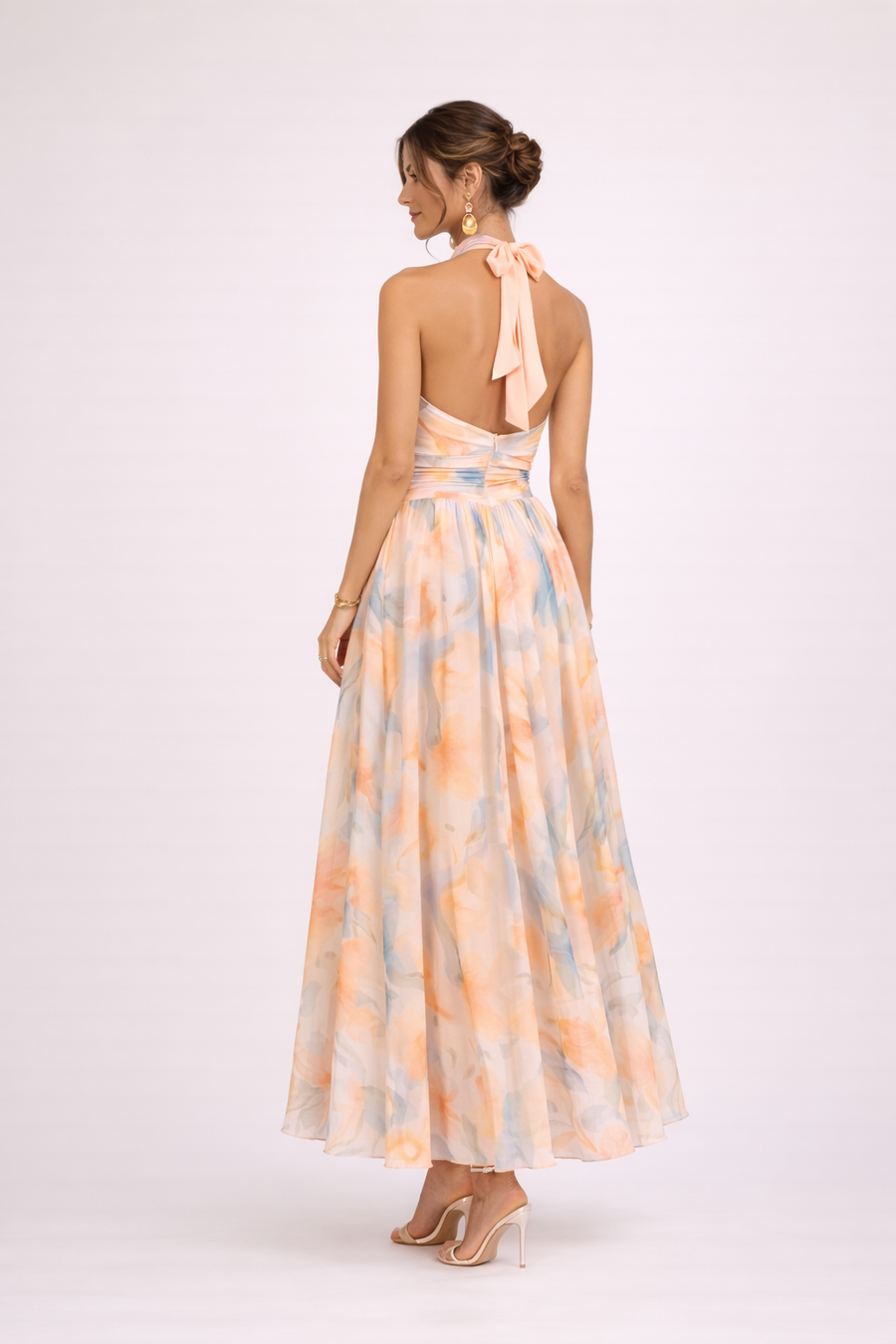 CAMILLE - Abito Halter Acquerello