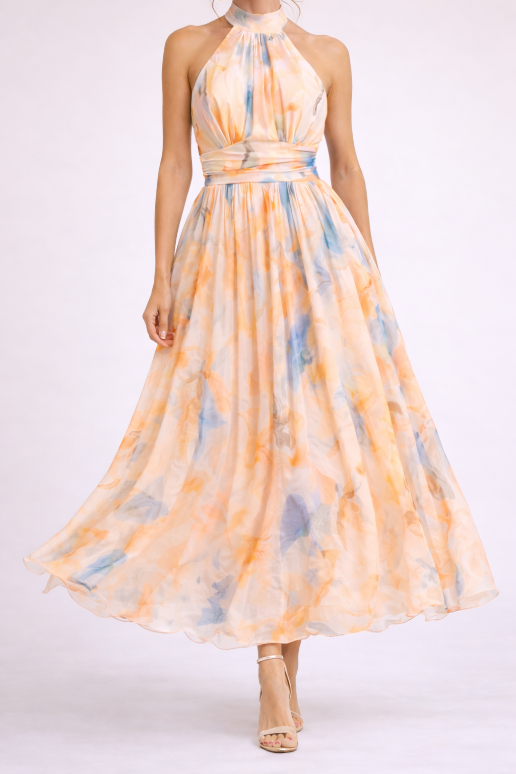 CAMILLE - Abito Halter Acquerello