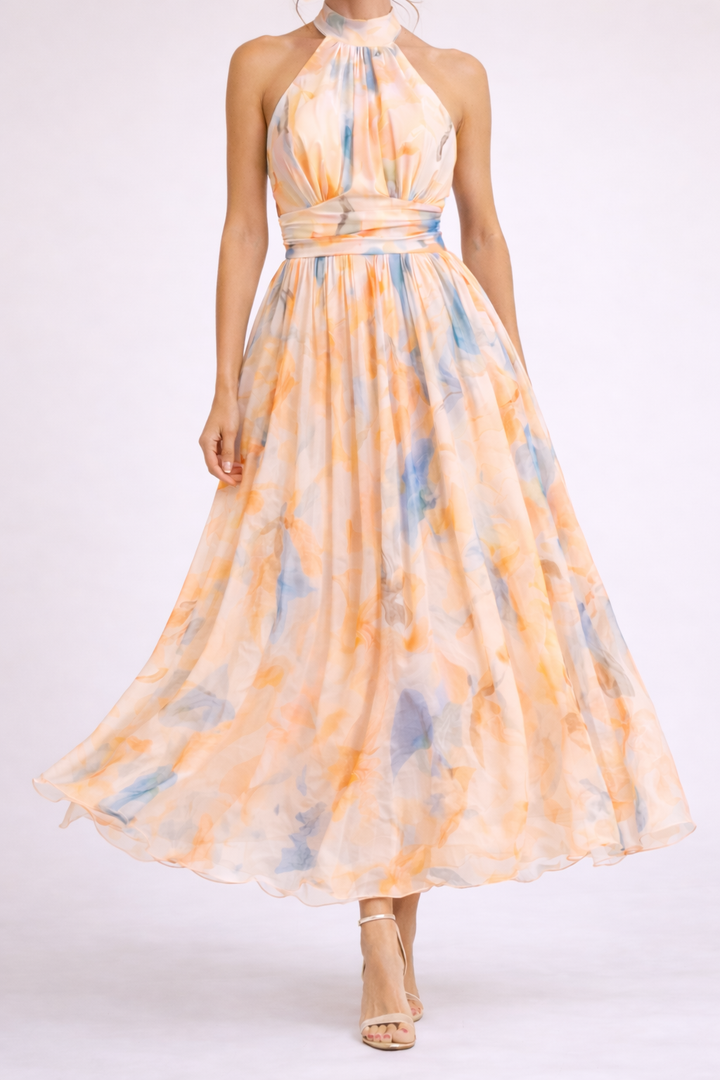 CAMILLE - Abito Halter Acquerello