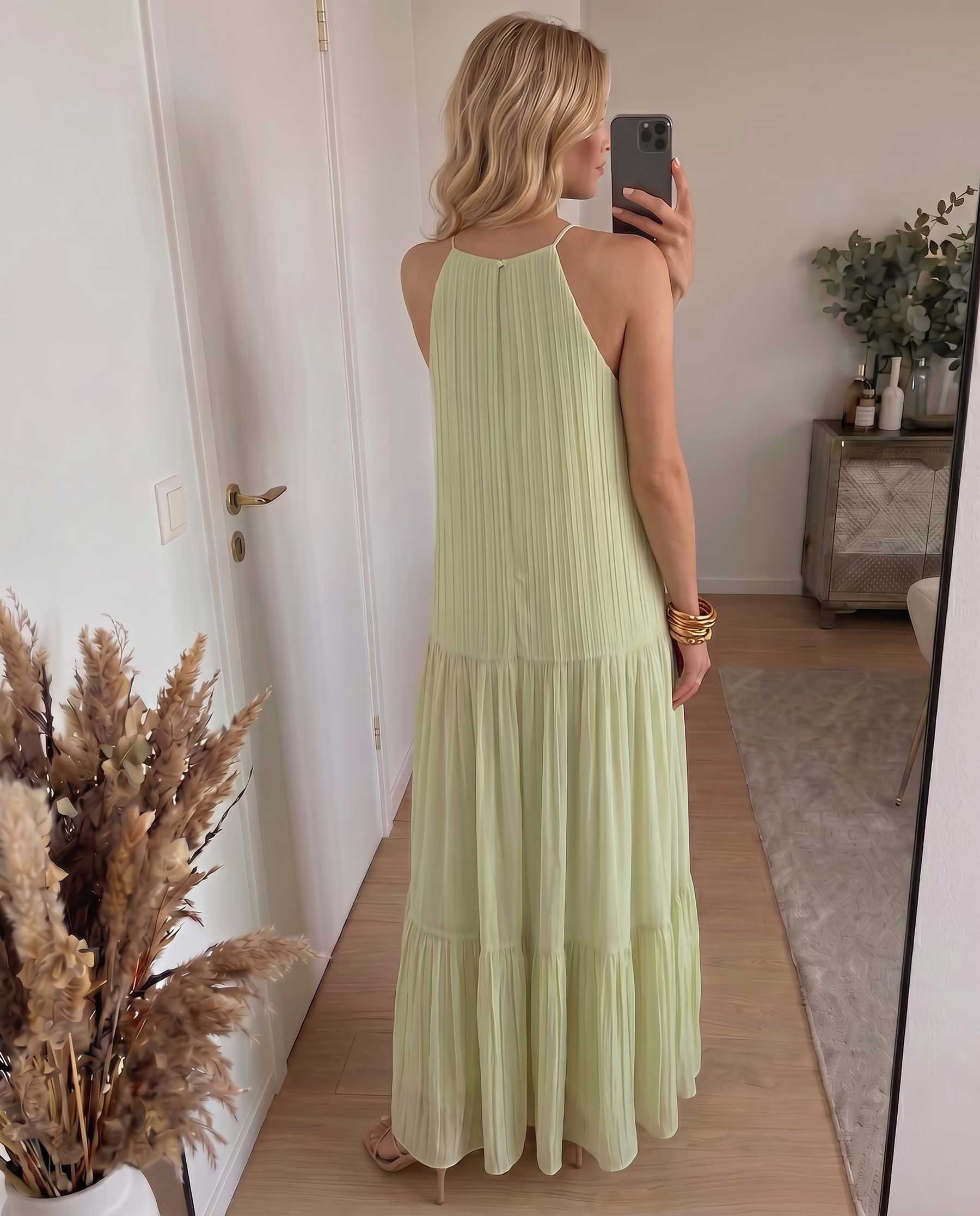 LIVIA | Maxi Abito Boho Verde Pistacchio
