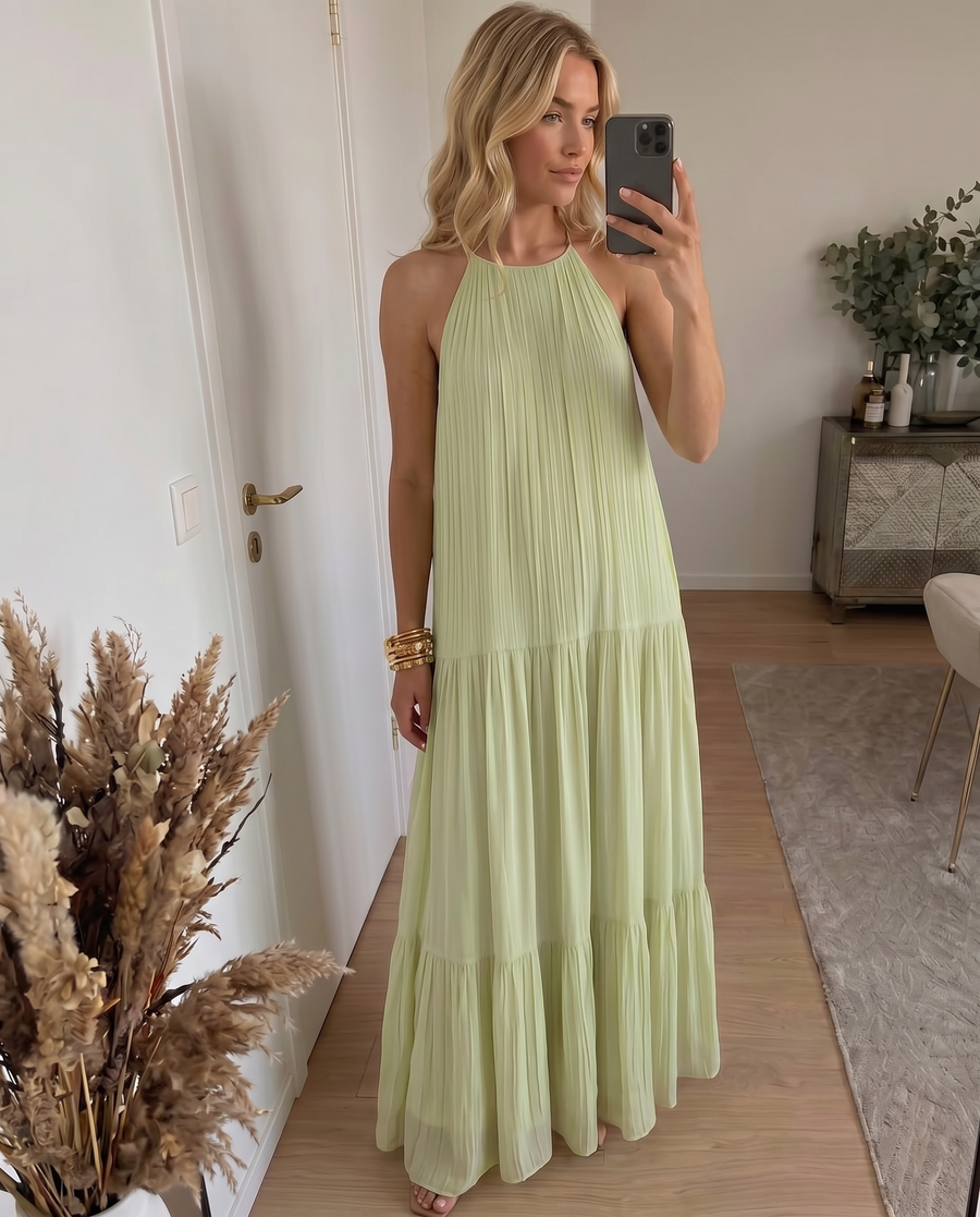 LIVIA | Maxi Abito Boho Verde Pistacchio
