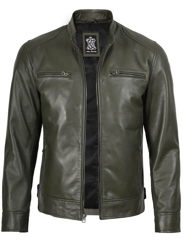 Dennis™ | Giacca in Pelle Nera da Uomo – Design Café Racer