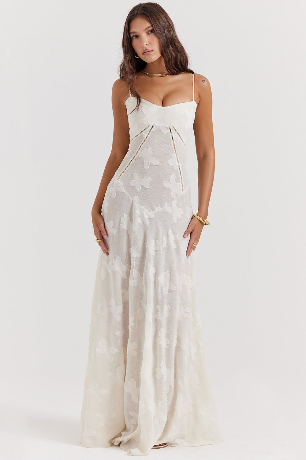 Lucia | Abito lungo Bianco sporco