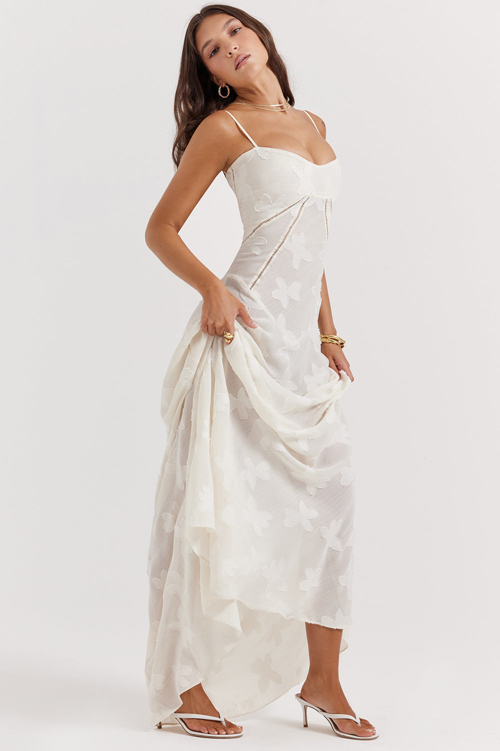 Lucia | Abito lungo Bianco sporco