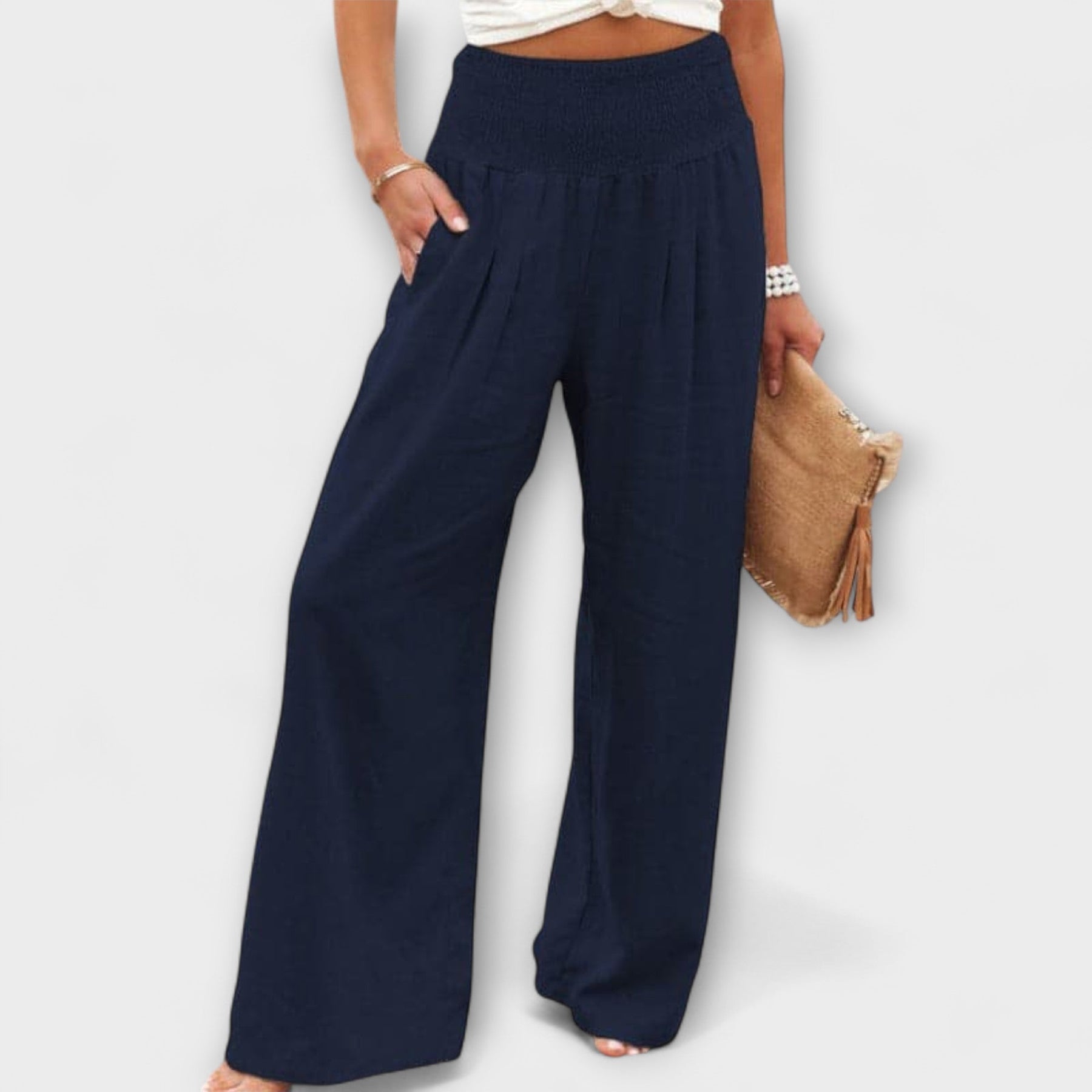 Thearya - Pantaloni Larghi in Lino Casual