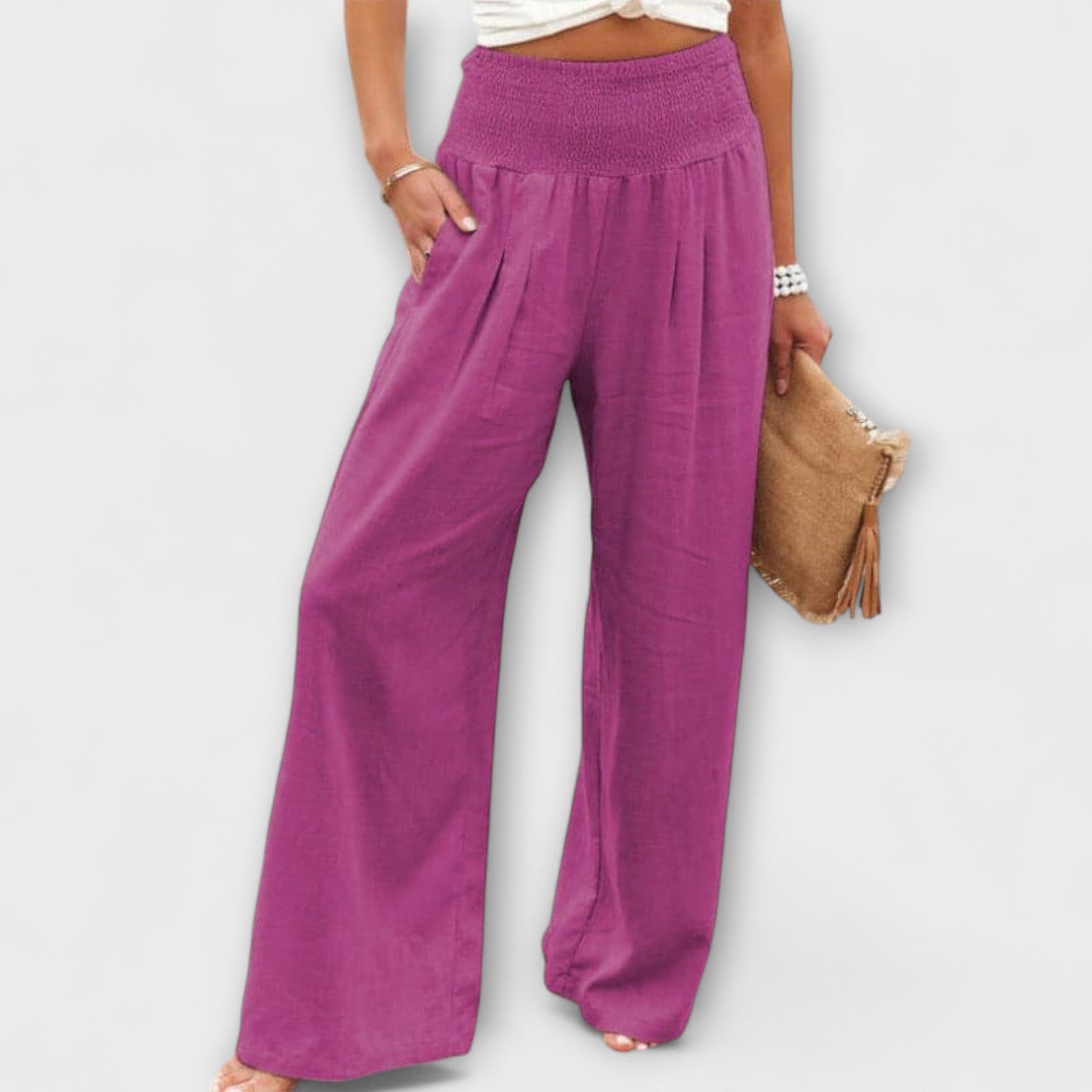Thearya - Pantaloni Larghi in Lino Casual