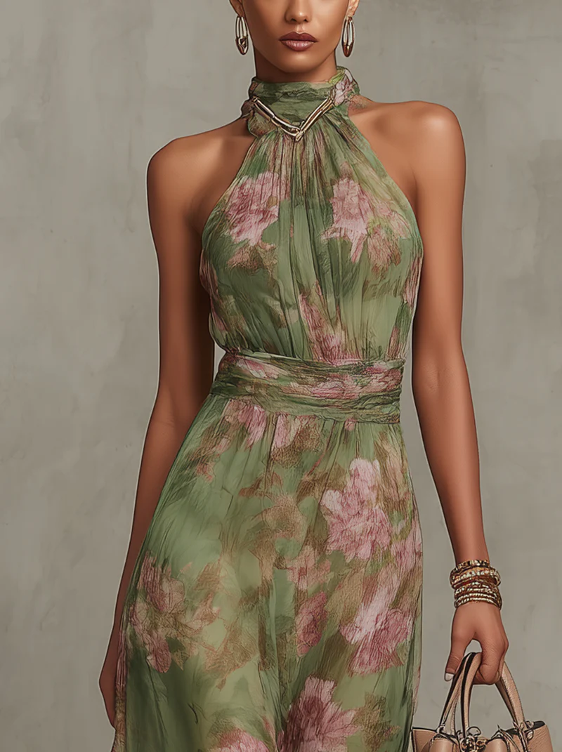 Livia | Abito Maxi Halter Floreale