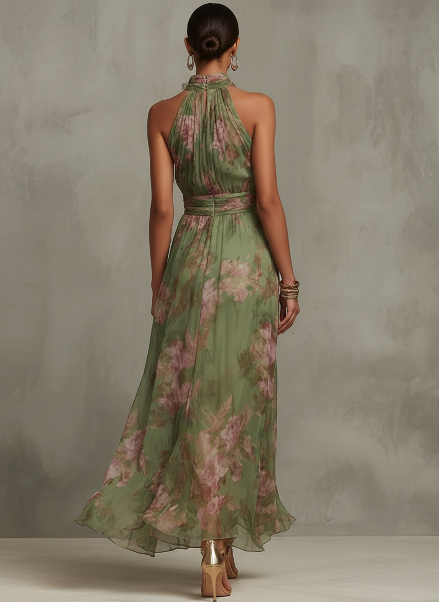 Livia | Abito Maxi Halter Floreale