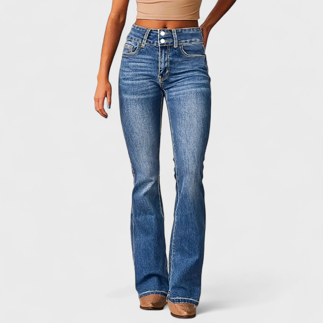 Marylène - Jeans a vita alta a gamba larga alla moda