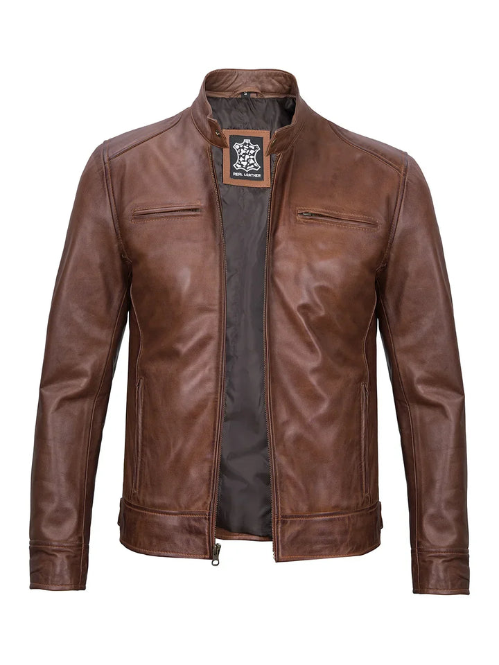 Dennis™ | Giacca in Pelle Nera da Uomo – Design Café Racer