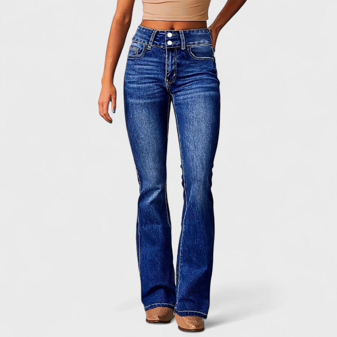 Marylène - Jeans a vita alta a gamba larga alla moda