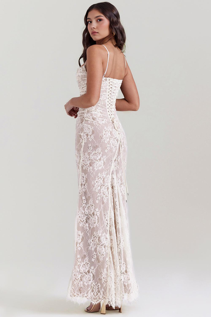 Celeste | Abito Maxi in Pizzo