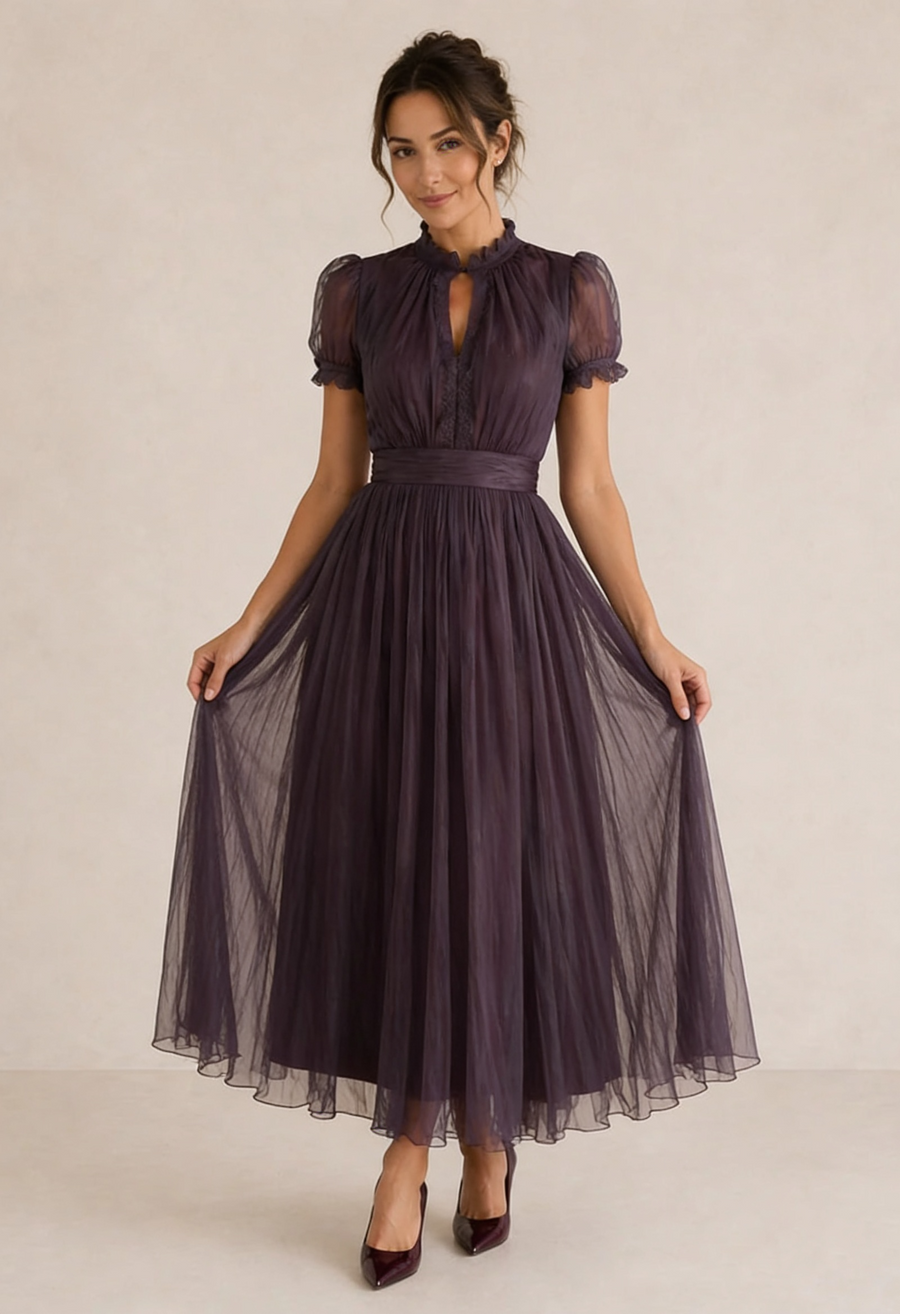 FLAVIA | Lungo viola con pizzo