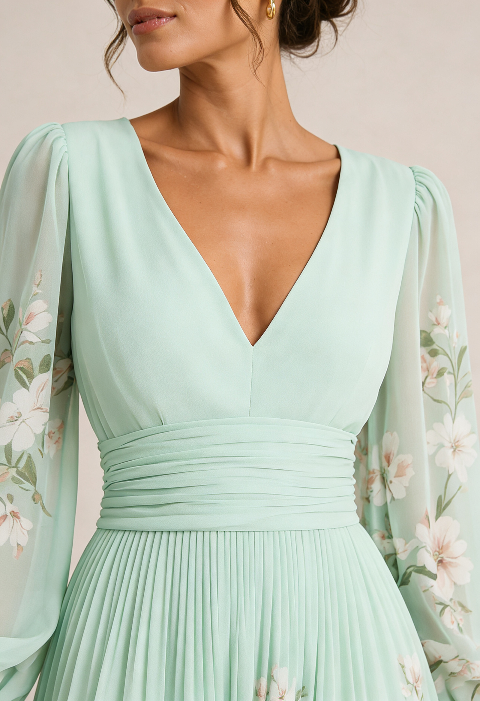 VENIRA | Midi Abito Floreale Verde