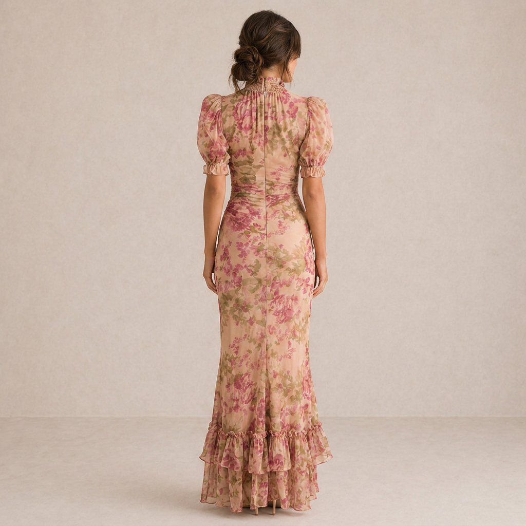SAE | Maxi Abito Rose Sbuffo
